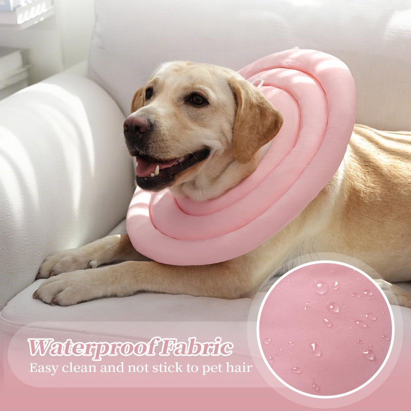 IDOMIK Dog Recovery Collar, Waterproof Soft Dog Cone After Surgery, Comfy Protective Elizabethan Collar Alternative for Dogs Cats, Adjustable Pet Neck Donut Cone Anti-Licking Biting Wounds,Pink,M - Image 3