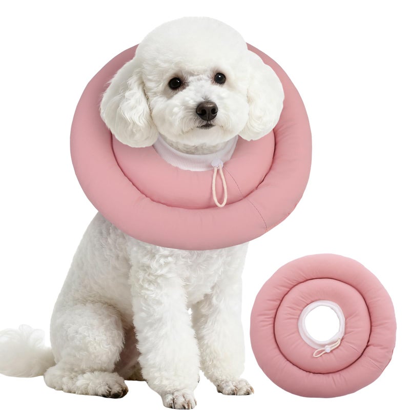 IDOMIK Dog Recovery Collar, Waterproof Soft Dog Cone After Surgery, Comfy Protective Elizabethan Collar Alternative for Dogs Cats, Adjustable Pet Neck Donut Cone Anti-Licking Biting Wounds,Pink,M - Image 1