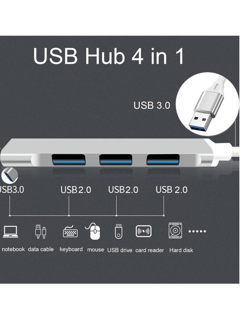 موزعات USB بـ4 منافذ 3.0 &&& 2.0، موزع من خليط الألومنيوم خفيف الوزن وصغير الحجم وبأقصى معدل انتقال: ويندوز 5 جيجابايت في الثانية، ماك، PS-4، PS-5، كروم بوك  - Image 2