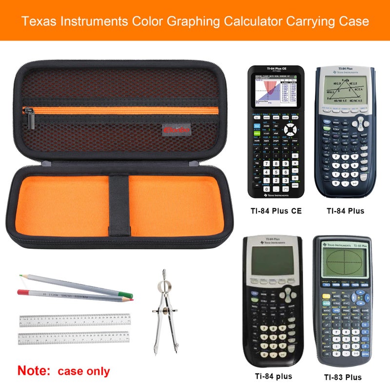 Elonbo Carrying Case for Texas Instruments TI-84 Plus CE/TI-84 Plus/TI-83 Plus/TI-83 Plus CE Color Graphing Calculator, Extra Mesh Pocket Fits Charging Cable Charger Manual, Black - Image 2