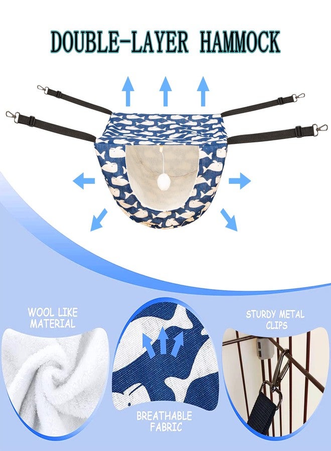 JSPYFITS Cat Cage Hammock with Ball,Double Layer Hanging Adjustable Soft Pet Bed Suit for Kitten Ferret Puppy Rabbit or Small Pet, 2 Level Indoor Bed for All Season(Blue Whale) - Image 5