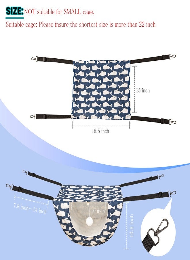 JSPYFITS Cat Cage Hammock with Ball,Double Layer Hanging Adjustable Soft Pet Bed Suit for Kitten Ferret Puppy Rabbit or Small Pet, 2 Level Indoor Bed for All Season(Blue Whale) - Image 4