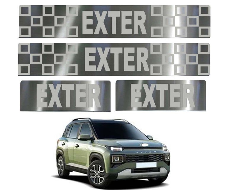 Auto E-Shopping Door Guard Steel Foot Step Sill Car Door Guard Scuff Plate Compatible for Exter with Adhesive Tape 4 Piece - Image 1