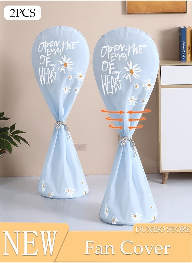 DUNISO 2 Pack Fan Dust Cover, Cloth Waterproof, Dustproof, Moisture-Proof Cover for Pedestal Fan, Washable Fan Protective Cover With Flower Print, Household Floor Fan Cover Protective Cover  - Image 1
