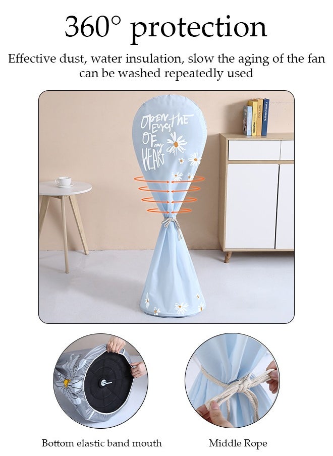 DUNISO 2 Pack Fan Dust Cover, Cloth Waterproof, Dustproof, Moisture-Proof Cover for Pedestal Fan, Washable Fan Protective Cover With Flower Print, Household Floor Fan Cover Protective Cover  - Image 2