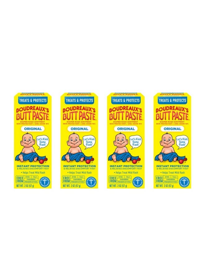 Boudreaux's Butt Paste Diaper Rash Ointment, Zinc Oxide, 2-Ounce Box (Pack of 4) - Image 1