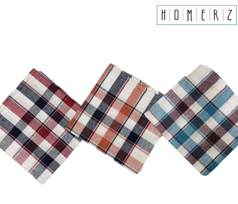 Homerz Check Style Set of 10 Kitchen and Cleaning Multipurpose Cloth | 100% Cotton | 21 x 21 Inch Guaranteed Exact Size (Pack of 6) - Image 3