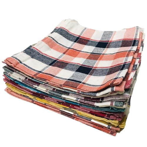 Homerz Check Style Set of 10 Kitchen and Cleaning Multipurpose Cloth | 100% Cotton | 21 x 21 Inch Guaranteed Exact Size (Pack of 6) - Image 1