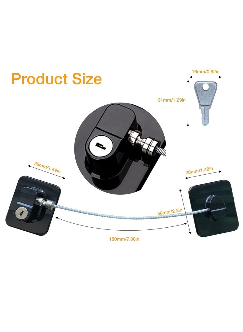Excefore Window Door Lock Cable Restrictor with Keys, Baby Child Safety Locks, Anti-Theft Security Lock, Protection Lock Buckle Cable Catch Wire for Home Safety - Image 3
