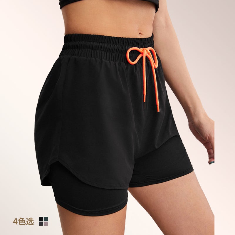 Generic Womens Quick-Dry Jogging Shorts Anti-Exposure Fitness Black  - Image 1