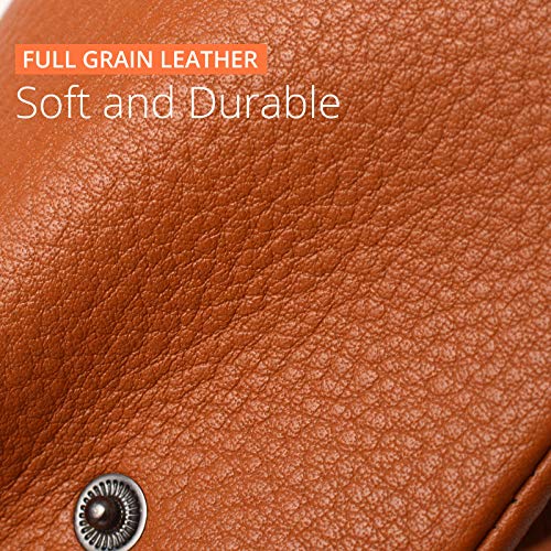 Bveyzi Women Soft Leather RFID Blocking Bifold Slim Wallets Ladies Credit Card Holder Double Zipper Pocket(Brown) - Image 5