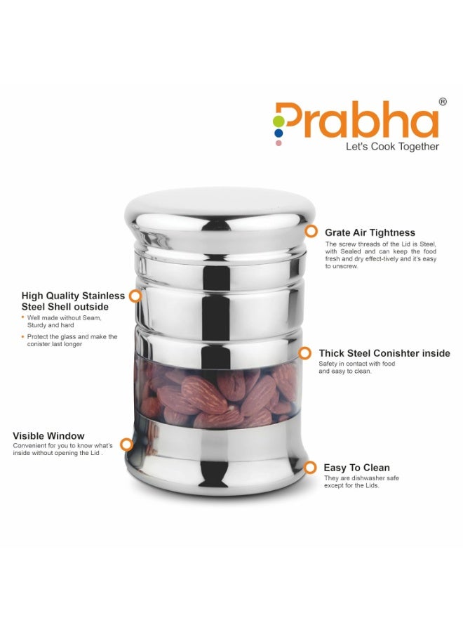 Prabha See Through Florence Canister Set - 4 Pcs (375ml each) | Heavy-Duty Kitchen Storage Containers - 9cm | Organize with Style - Image 2