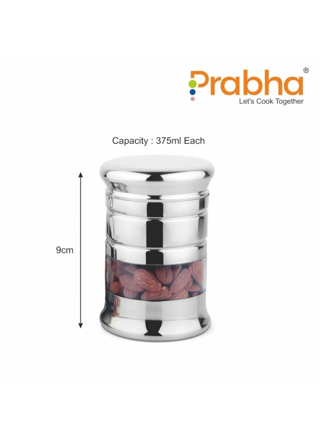 Prabha See Through Florence Canister Set - 4 Pcs (375ml each) | Heavy-Duty Kitchen Storage Containers - 9cm | Organize with Style - Image 3