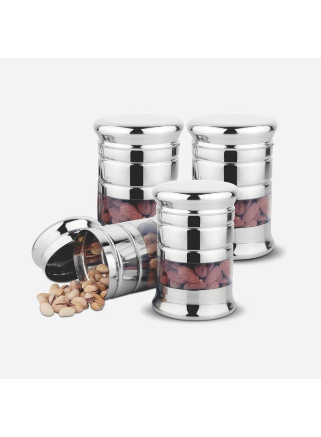 Prabha See Through Florence Canister Set - 4 Pcs (375ml each) | Heavy-Duty Kitchen Storage Containers - 9cm | Organize with Style - Image 1