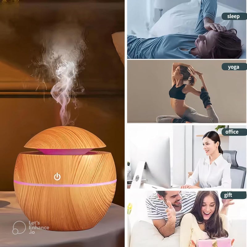 ACUDY Light Wood Humidifier Ultrasonic Wooden Humidifier for Home Office Cool Mist Aroma Diffuser with LED Night Light Silent Air Purifier for Bedroom Yoga - Image 4