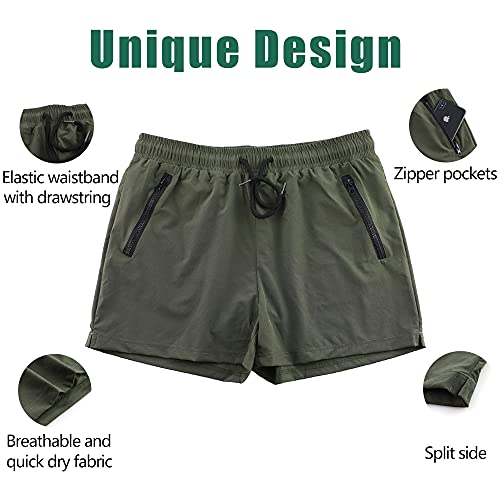 Rexcyril Men's Athletic Gym Workout Shorts 3 Inch Quick Dry Running Bodybuilding Short Shorts with Liner and Zipper Pockets, Bluegrey, Small - Image 5