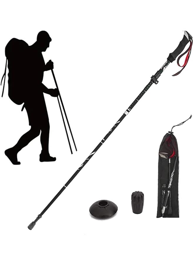 Goodern Collapsible Trekking Poles Lightweight Travel Hiking Poles Aluminum Alloy Walking Sticks For Hiking With Telescopic & Foldable Tri Fold Design With Eva Grip For Women Men Hiking Camping Black - Image 1