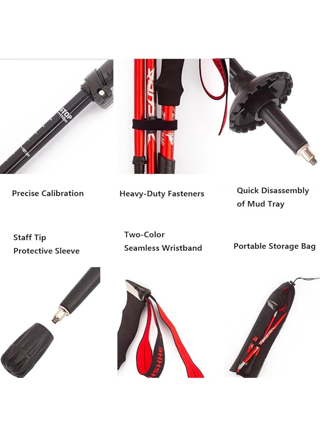 Goodern Collapsible Trekking Poles Lightweight Travel Hiking Poles Aluminum Alloy Walking Sticks For Hiking With Telescopic & Foldable Tri Fold Design With Eva Grip For Women Men Hiking Camping Black - Image 4