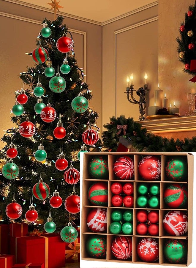 TAPIT Christmas Ball Ornaments 44pcs Shatterproof Plastic Christmas Tree Decorations with Hanging Loop for Xmas Tree Party Home Decor Christmas Tree Ornaments Set Christmas Tree Decorations - Image 1