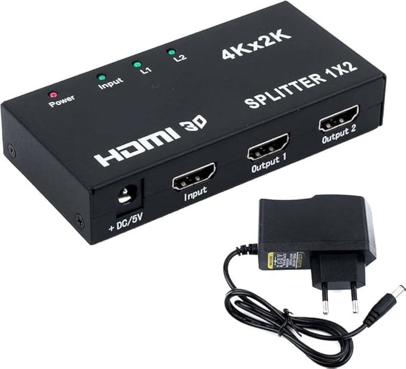 HDMI Splitter 1in2-Out, Support 4k x 2k 3D Full HD 1080P, Support for TVs or Multi Monitor With Power Adapter. | Professional, Expanded Product Listing for – Technical Features, Us - Image 1
