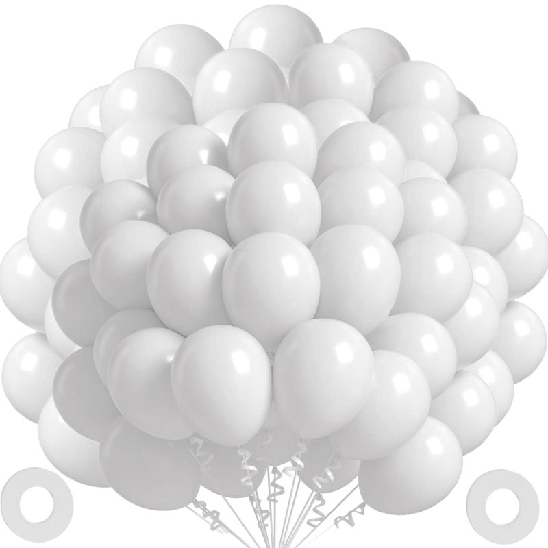 MANGO White Balloons 60Pcs 12 Inch Matte White Party Balloons Thick Latex Balloon for Birthday Kids Party Weddings Anniversary Decorations Supplies - Image 2