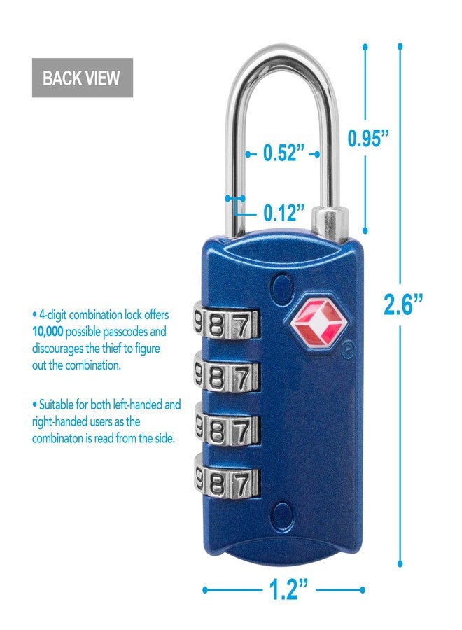desired tools TSA Luggage Locks (2 Pack) - 4 Digit Combination Steel Padlocks - Approved Travel Lock for Suitcases & Baggage - Red and Blue - Image 2