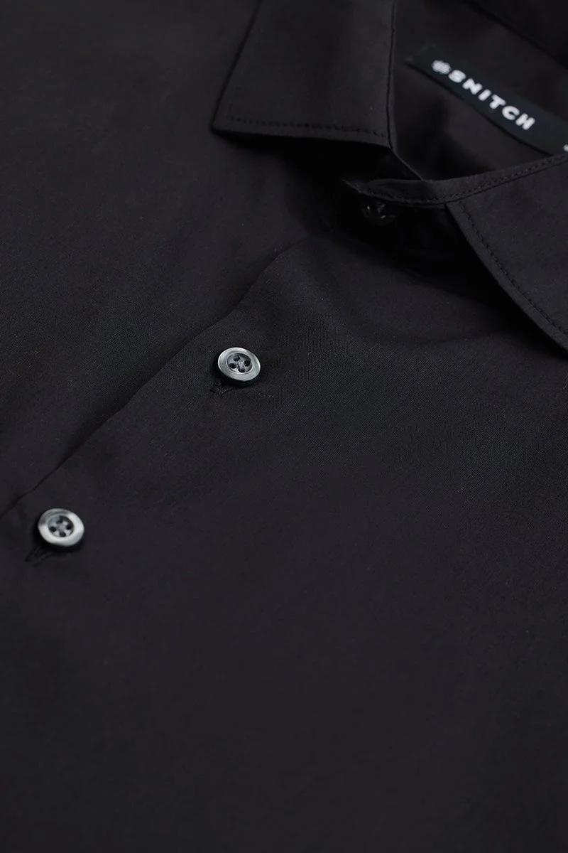 سنيتش Black Solid Long Sleeve Slim Fit Formal Shirt