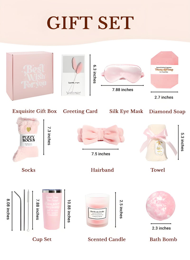 XiuWoo Gift Basket for Women, 11 pcs Birthday Gift Set, Inspirational and Relaxing Spa Body Care Gifts, Perfect for Friends and Women - Image 2