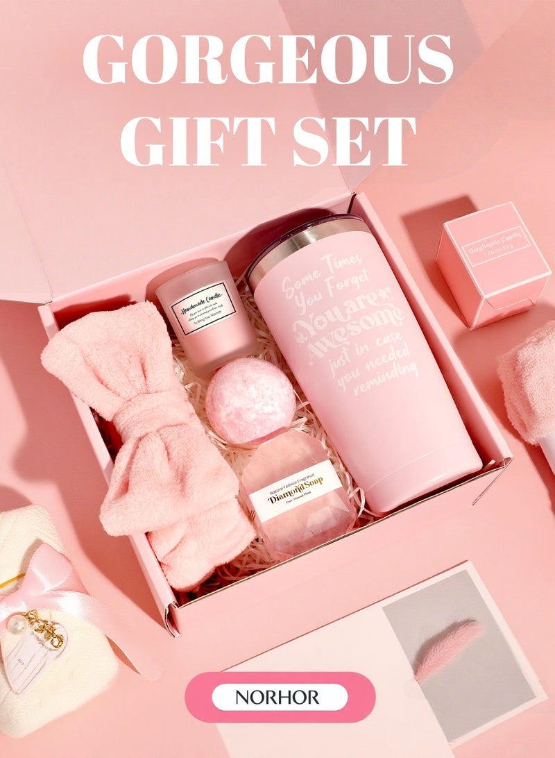 XiuWoo Gift Basket for Women, 11 pcs Birthday Gift Set, Inspirational and Relaxing Spa Body Care Gifts, Perfect for Friends and Women - Image 1