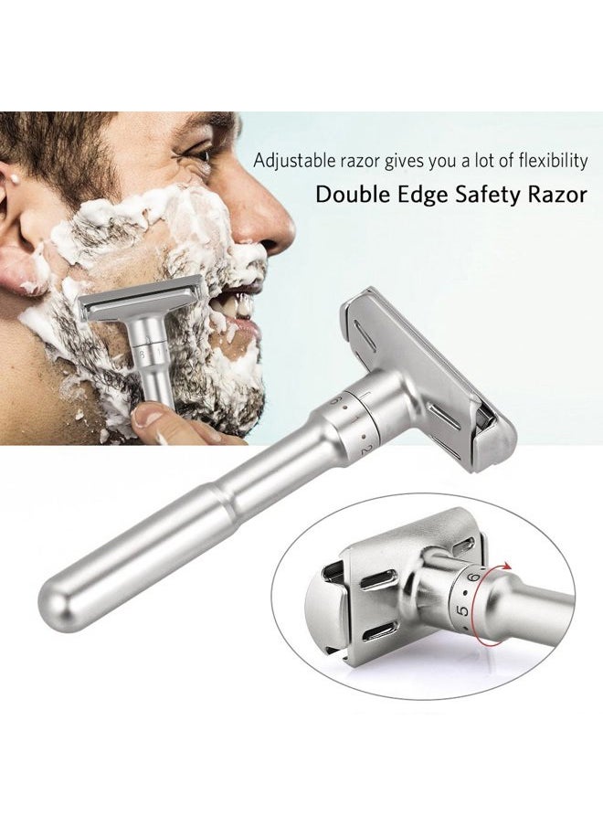 River Lake Travel Double Edge Safety Razor, River Lake RZ700 Long Handle Adjustable Classic Safety Shaver Razor (Razor with Protective Case,Black)  - Image 2