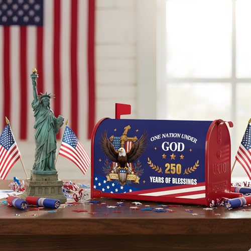 Inisajace 250 Anniversary USA Mailbox Covers Magnetic, America 250th Post Letter Box Cover Wraps Standard Size 18" X 21", Patriotic 1776-2026 One Nation Under God Decor for Outside Garden Yard - Image 5