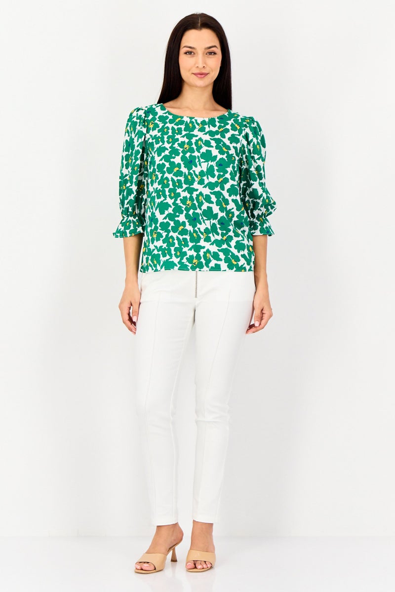 VERO MODA I Scenery by Vero Moda Women Round Neck Long Sleeve Floral Print Blouse, Multicolor - Image 3