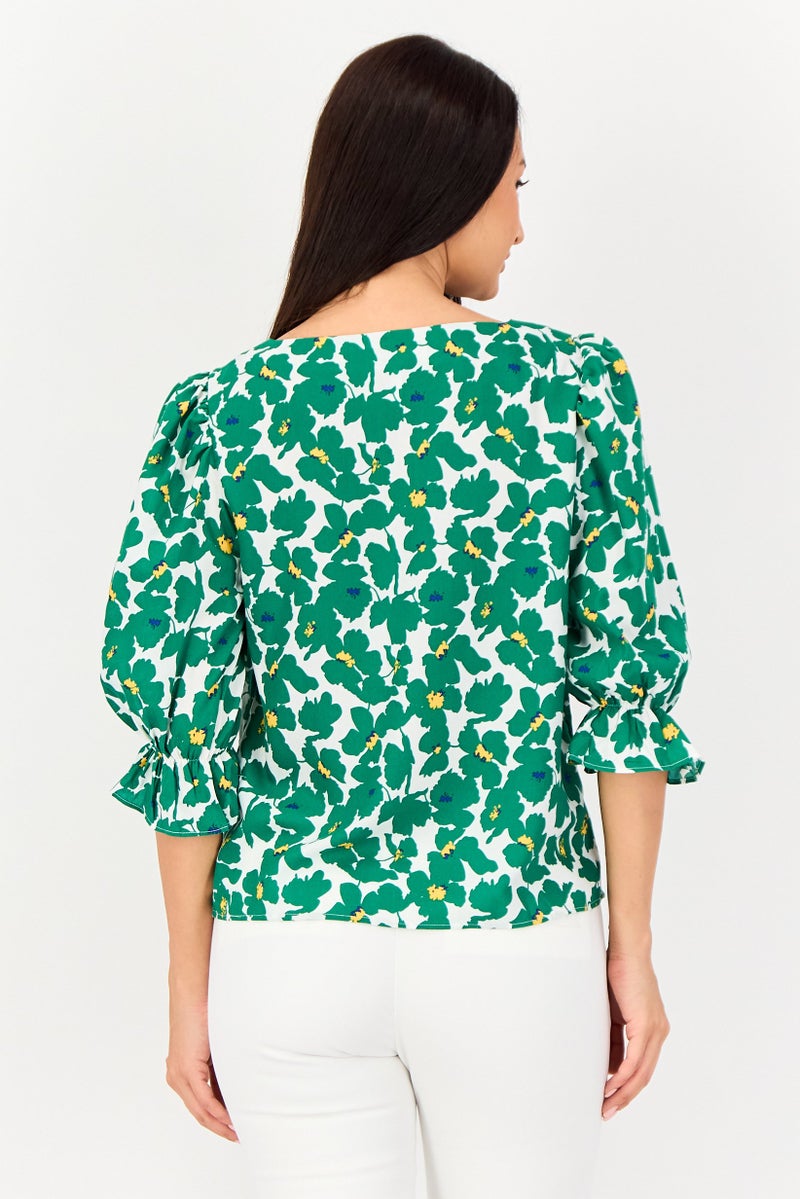 VERO MODA I Scenery by Vero Moda Women Round Neck Long Sleeve Floral Print Blouse, Multicolor - Image 4