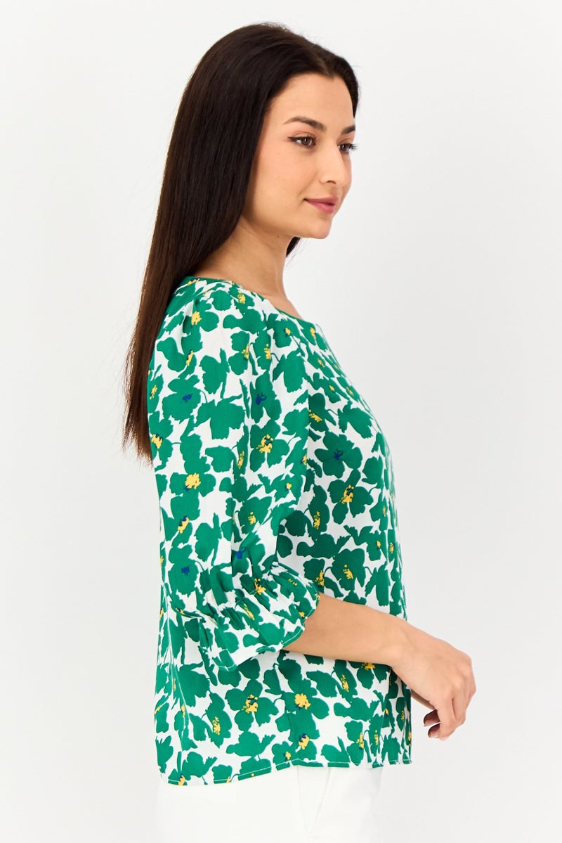 VERO MODA I Scenery by Vero Moda Women Round Neck Long Sleeve Floral Print Blouse, Multicolor - Image 2