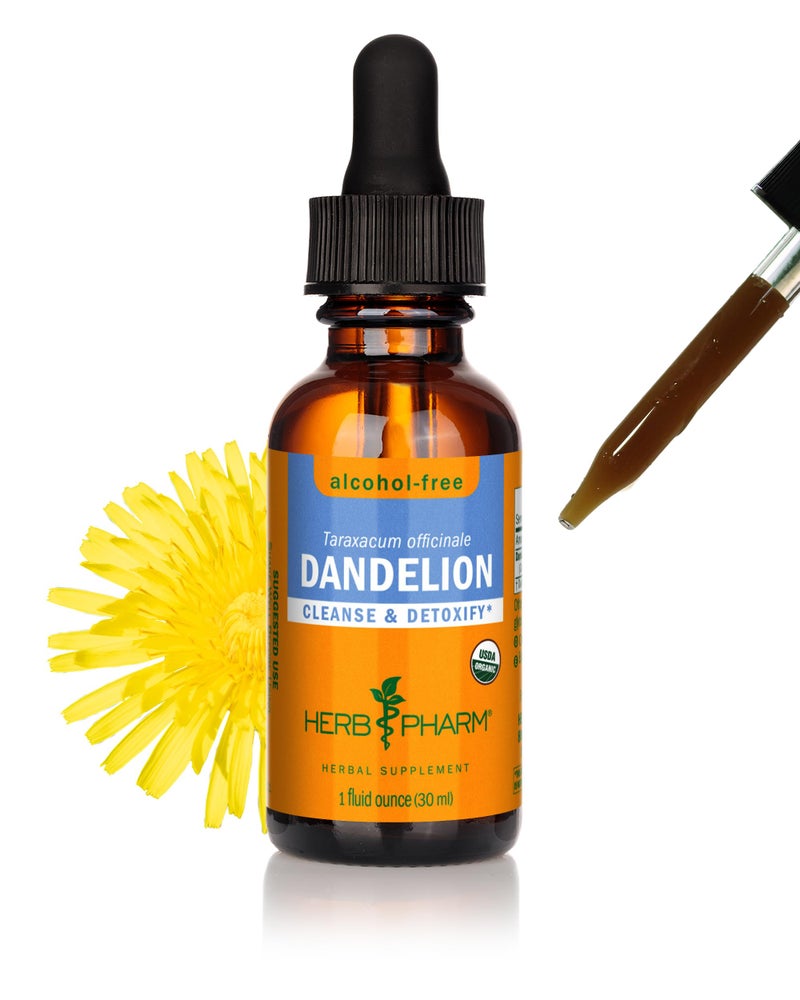 Herb Pharm Certified Organic Dandelion Liquid Extract for Cleansing and Detoxification AlcoholFree Glycerite 1 Fl Oz