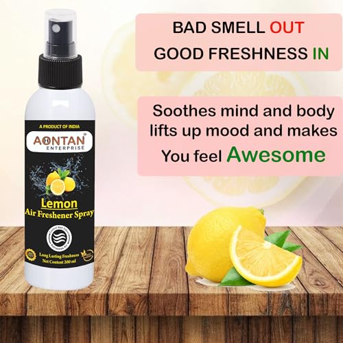 AONTAN ENTERPRISE Aer spray Air Freshener for Home & Office Fresh lemon Room Freshener spray 200 ml EACH Pack Of 2 Long-Lasting air freshener spray for home car room bathroom toilet - Image 3