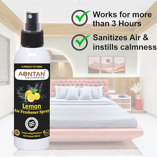 AONTAN ENTERPRISE Aer spray Air Freshener for Home & Office Fresh lemon Room Freshener spray 200 ml EACH Pack Of 2 Long-Lasting air freshener spray for home car room bathroom toilet - Image 4