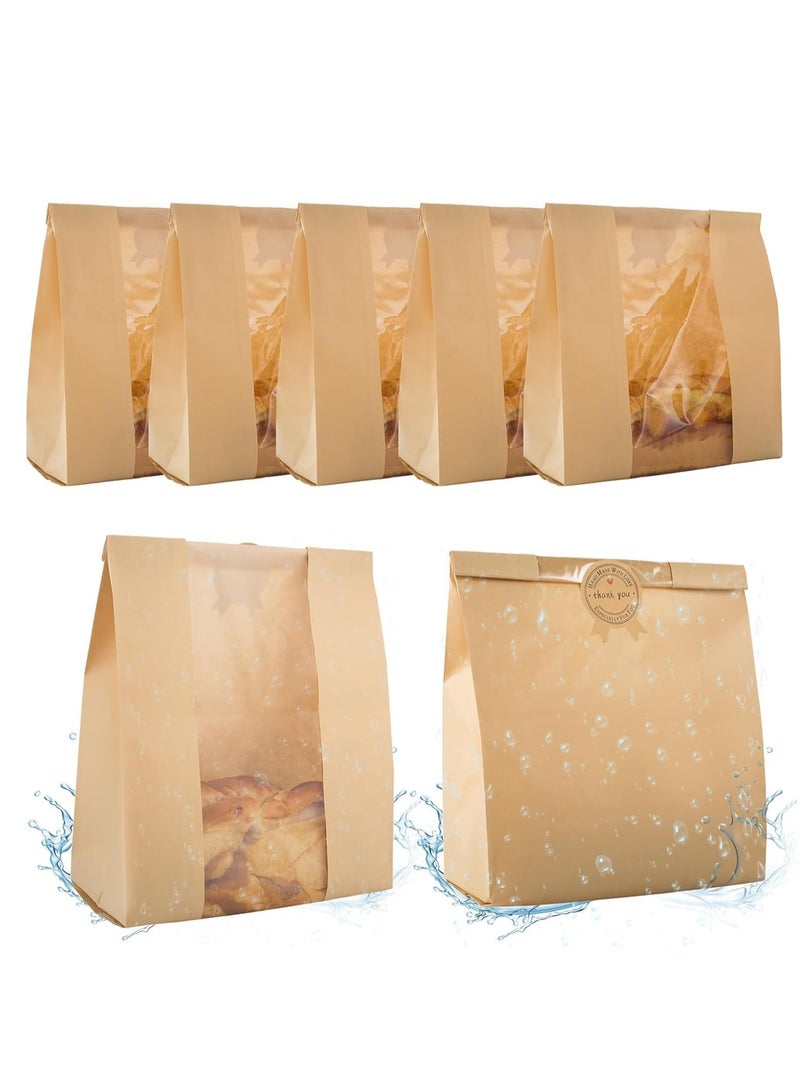 TRASSLE Bread Bags for Homemade Bread With Window Sourdough Paper Bread Bags.(35x21x9CM),Packaging and Storage of Baked Goods Suitable for Bakers. Package Includes 100 Sealing Stickers. - Image 1