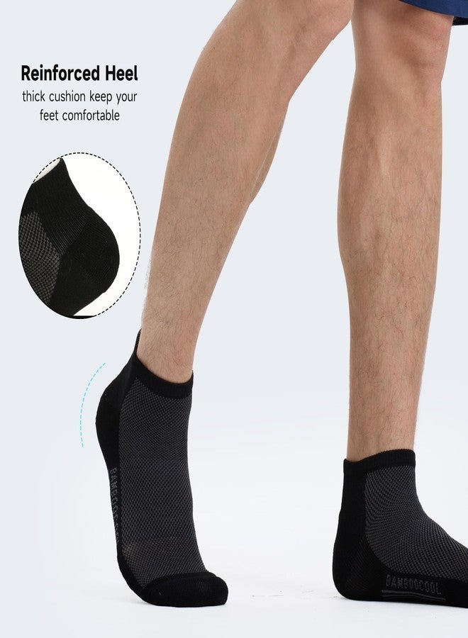 BAMBOO COOL Men's Athletic Ankle Socks Cushioned Moisture Wicking, Low Cut Running Mesh Socks Arch Support, 8 Pack L - Image 4