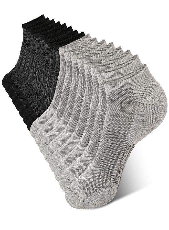 BAMBOO COOL Men's Athletic Ankle Socks Cushioned Moisture Wicking, Low Cut Running Mesh Socks Arch Support, 8 Pack L - Image 1