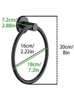 Generic Stainless Steel Black Towel Ring for Bathroom, Kitchen Hand Towel Holder Ring Hanger Circle Round Towel Rack Wall Mount Matt Black  - Image 2