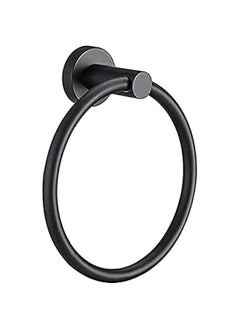 Generic Stainless Steel Black Towel Ring for Bathroom, Kitchen Hand Towel Holder Ring Hanger Circle Round Towel Rack Wall Mount Matt Black  - Image 1