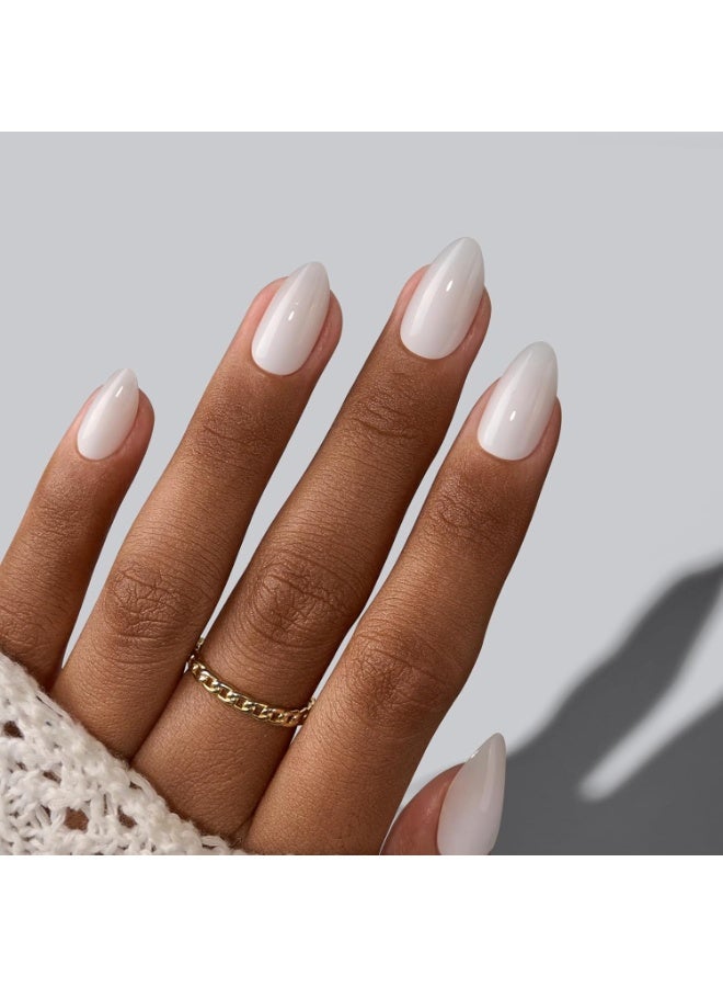 BTArtbox White Press On Nails Short - Soft Gel Press on Nails Almond, White Glue on Nails with Nail Glue, Reusable Stick on Nails in 16 Sizes, Cream Puff - Image 5