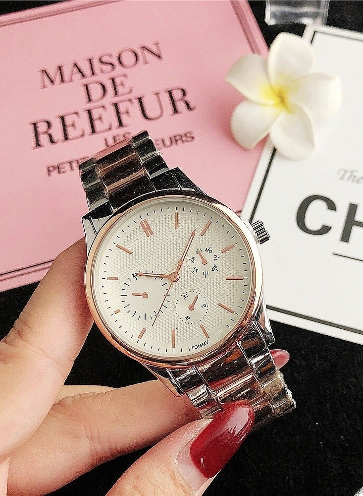 Tomy Women's Two-Tone Chronograph Watch with  Rose Gold & Silver Stainless Steel Bracelet