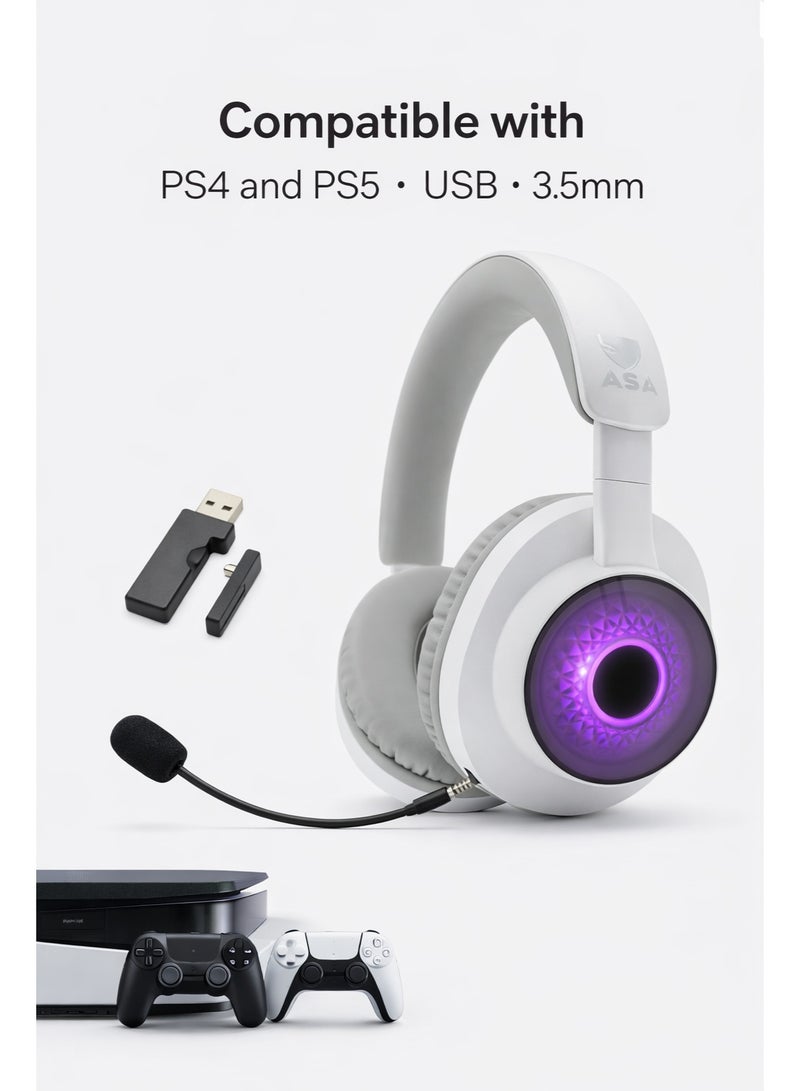 ASA SINGER X Wireless RGB Gaming Headset – 2.4GHz + Wired Mode, Noise-Canceling Mic, PC / PS / Mobile Compatible - Image 1