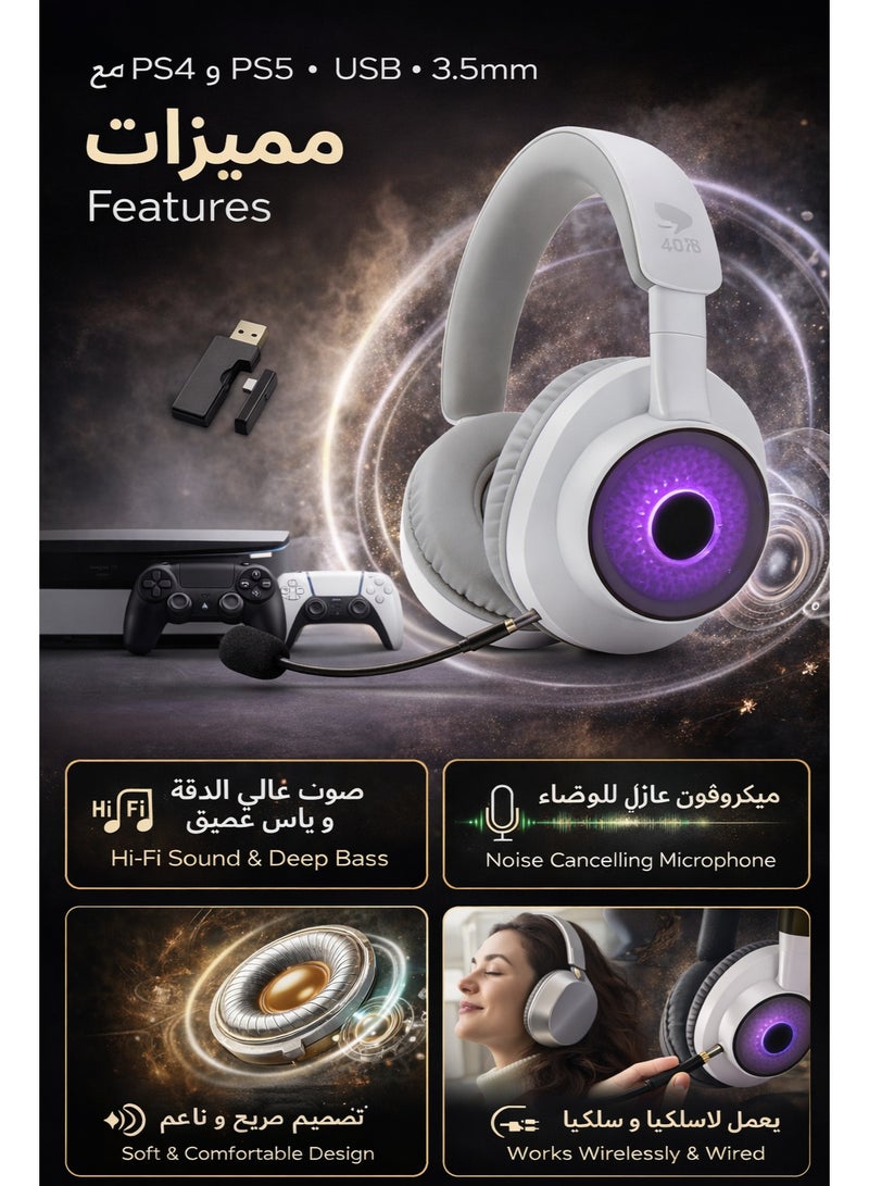 ASA SINGER X Wireless RGB Gaming Headset – 2.4GHz + Wired Mode, Noise-Canceling Mic, PC / PS / Mobile Compatible - Image 3