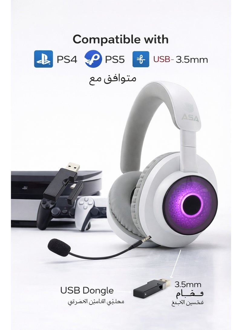 ASA SINGER X Wireless RGB Gaming Headset – 2.4GHz + Wired Mode, Noise-Canceling Mic, PC / PS / Mobile Compatible - Image 4