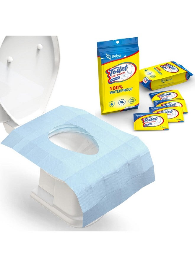 Relyo Toilet Seat Covers Disposable 100% Waterproof (20 Pack) - XL Disposable Toilet Seat Covers for Kids Potty Training - Travel Accessories for Public Restrooms, Airplane, Camping - Image 1