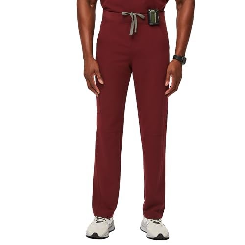 FIGS Axim Cargo Scrub Pants for Men - Burgundy, M - Image 1