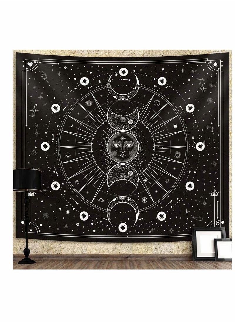 Y&D - Sun Moon Tapestry Wall Hanging Stars Space Psychedelic Black and White for Bedroom Aesthetic Home Décor - Image 1